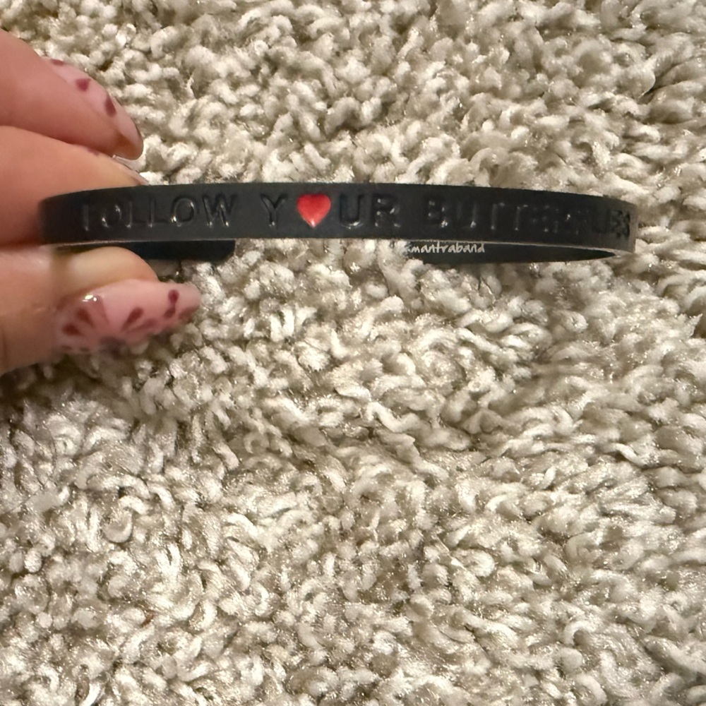 MantraBand Black Bracelet with Red Heart ‘follow y❤️ur butterflies’